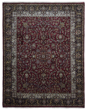 Indian Rug Hand Knotted Oriental Rug Very Fine Wool with Silk Tabriz Area Rug 8'1x10'2