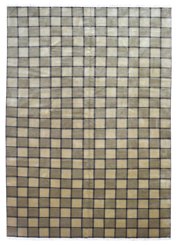 Nepal Rug Hand Knotted Oriental Rug Fine Modern Nepali Oriental Rug with Silk 10'3x14'1