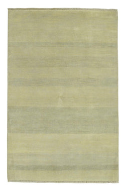 Nepal Rug Hand Knotted Oriental Rug Fine Modern Nepali Sari Silver Silk Area Rug 4'x6'1
