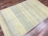 Nepal Rug Hand Knotted Oriental Rug Fine Modern Nepali Sari Silver Silk Area Rug 4'x6'1