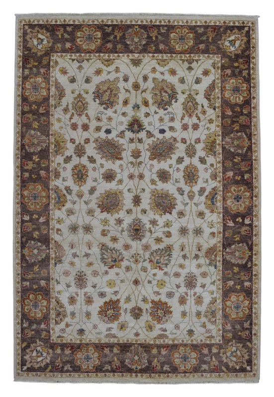 Pakistan Rug Hand Knotted Oriental Rug Fine Chobi Peshawar Area Rug 6'x9'