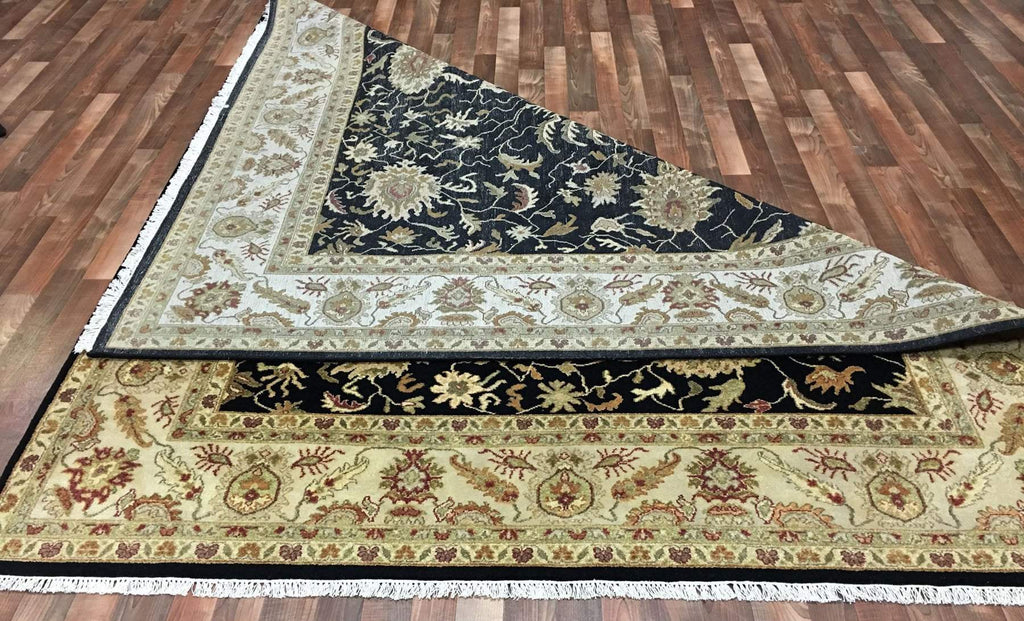 Black and Beige Chobi Peshawar Large Rug 8'1X9'11