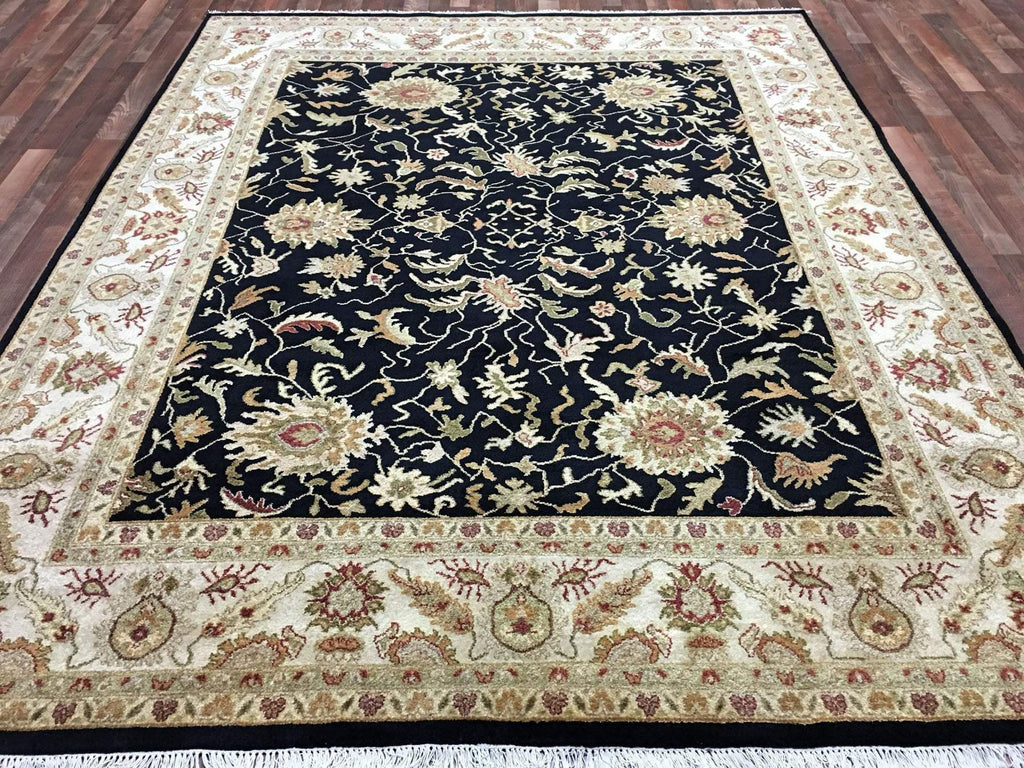 Black and Beige Chobi Peshawar Large Rug 8'1X9'11