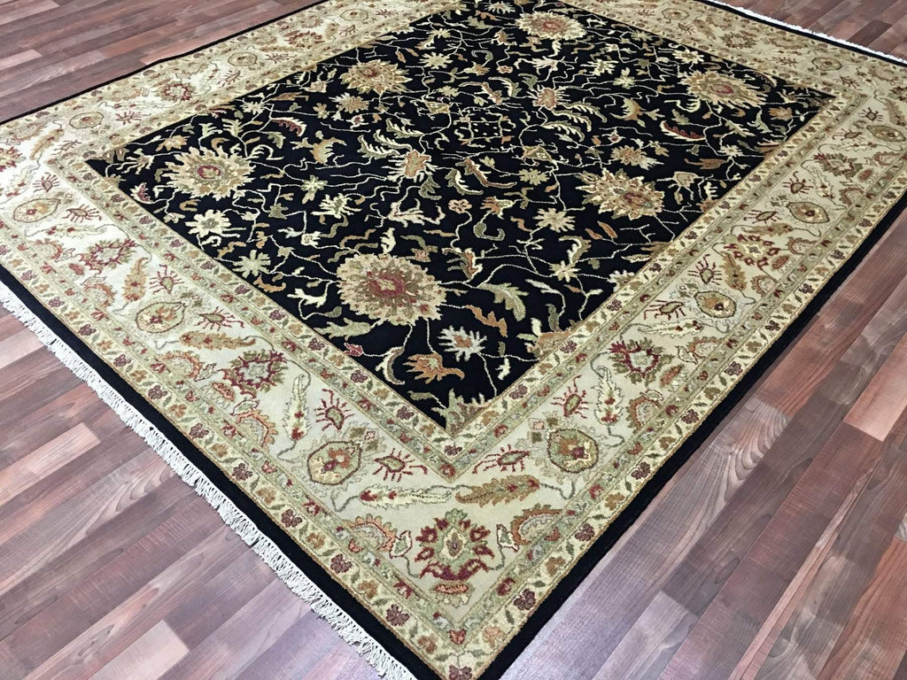 Black and Beige Chobi Peshawar Large Rug 8'1X9'11