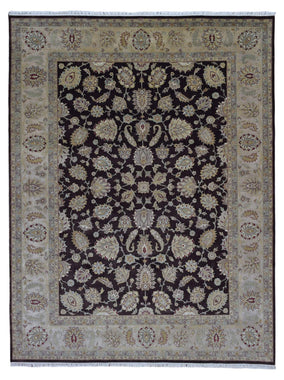 Pakistan Rug Hand Knotted Oriental Rug Large Brown Chobi Peshawar Area Rug 9' x 11'9