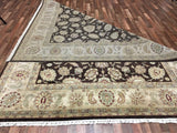 Pakistan Rug Hand Knotted Oriental Rug Large Brown Chobi Peshawar Area Rug 9' x 11'9