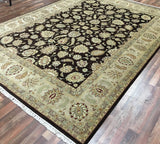 Pakistan Rug Hand Knotted Oriental Rug Large Brown Chobi Peshawar Area Rug 9' x 11'9