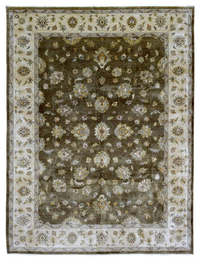 Pakistan Rug Hand Knotted Oriental Rug Large Fine Brown Beige Peshawar Oriental Rug 9'2x12'