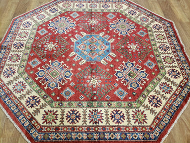 Pakistani Rug Hand Knotted Oriental Rug Fine Octagonal Kazak Oriental Area Rug 6'x 6'