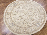 Pakistani Rug Hand Knotted Oriental Rug Fine Peshawar Round Area Rug 4'3x4'3