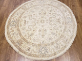 Pakistani Rug Hand Knotted Oriental Rug Fine Peshawar Round Area Rug 4'3x4'3