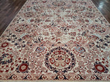 Pakistani Rug Hand Knotted Oriental Rug Fine Red White and Blue Silk Tabriz Area Rug 8'x10'