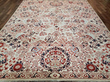 Pakistani Rug Hand Knotted Oriental Rug Fine Red White and Blue Silk Tabriz Area Rug 8'x10'