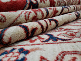 Pakistani Rug Hand Knotted Oriental Rug Fine Red White and Blue Silk Tabriz Area Rug 8'x10'