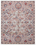 Pakistani Rug Hand Knotted Oriental Rug Fine Red White and Blue Silk Tabriz Area Rug 8'x10'