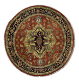 Pakistani Rug Hand Knotted Oriental Rug Fine Round Pakistan Oriental Serapi Rug 4'10 x 4'10