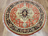 Pakistani Rug Hand Knotted Oriental Rug Fine Round Pakistan Oriental Serapi Rug 4'10 x 4'10
