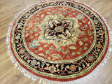 Pakistani Rug Hand Knotted Oriental Rug Fine Round Pakistan Oriental Serapi Rug 4'10 x 4'10