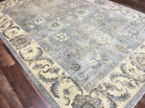 Pakistani Rug Hand Knotted Oriental Rug Fine Silver Peshawar Wool with Silk Rug 8' x 11'4