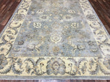 Pakistani Rug Hand Knotted Oriental Rug Fine Silver Peshawar Wool with Silk Rug 8' x 11'4