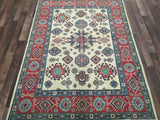 Pakistani Rug Hand Knotted Oriental Rug Fine Symbolic Kazak Area Rug 4'9 X 6'8