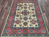 Pakistani Rug Hand Knotted Oriental Rug Fine Symbolic Kazak Area Rug 4'9 X 6'8