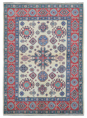 Pakistani Rug Hand Knotted Oriental Rug Fine Symbolic Kazak Area Rug 4'9 X 6'8