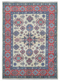 Pakistani Rug Hand Knotted Oriental Rug Fine Symbolic Kazak Area Rug 4'9 X 6'8