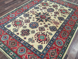 Pakistani Rug Hand Knotted Oriental Rug Fine Symbolic Kazak Area Rug 4'9 X 6'8