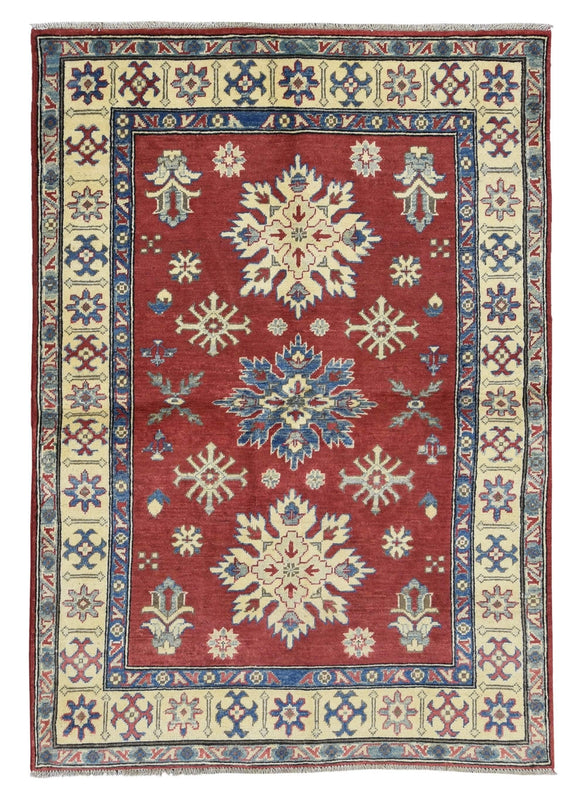 Pakistani Rug Hand Knotted Oriental Rug Kazak Area Rug 4'X5'6