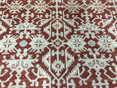 Pakistani Rug Hand Knotted Oriental Rug Large Burnt Orange, Silver, Gold Hand-Knotted Peshawar Area Rug 8'X10'3