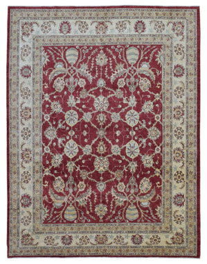 Pakistani Rug Hand Knotted Oriental Rug Large Fine Hand Knotted Golden Red Peshawar Rug 8'x10'8