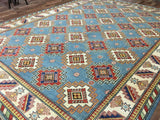 Pakistani Rug Hand Knotted Oriental Rug Large Fine Semi-Antique Symbolic Kazak Area Rug 9'9x12'9