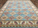Pakistani Rug Hand Knotted Oriental Rug Large Fine Semi-Antique Symbolic Kazak Area Rug 9'9x12'9