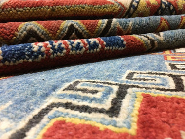 Pakistani Rug Hand Knotted Oriental Rug Large Fine Semi-Antique Symbolic Kazak Area Rug 9'9x12'9