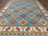 Pakistani Rug Hand Knotted Oriental Rug Large Fine Semi-Antique Symbolic Kazak Area Rug 9'9x12'9