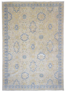 Pakistani Rug Hand Knotted Oriental Rug Large Very Fine Oriental Peshawar with Silk Rug 9'10 x 13'10