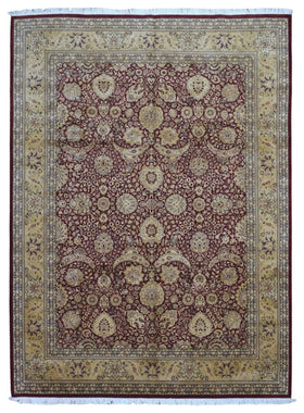 Pakistani Rug Hand Knotted Oriental Rug Large Very Fine SIlk Tabriz Oriental Rug 9'2 x 12'3