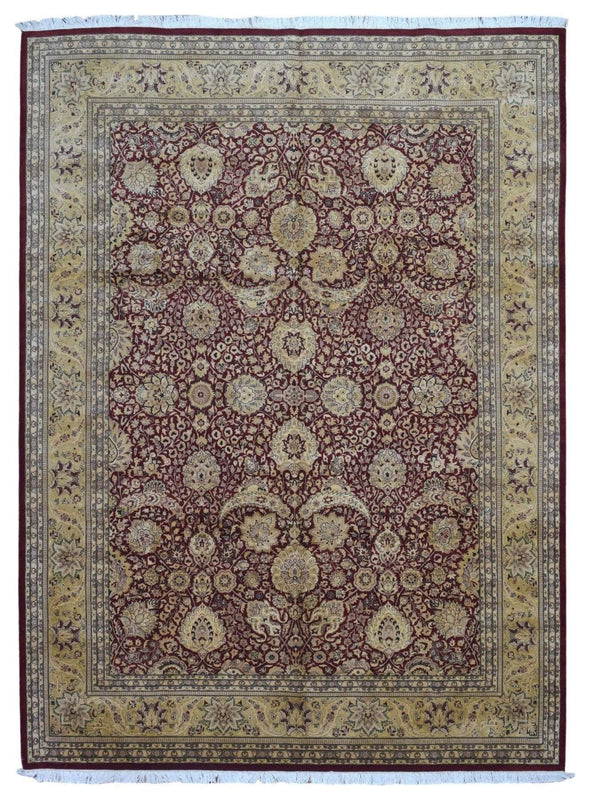 Pakistani Rug Hand Knotted Oriental Rug Large Very Fine SIlk Tabriz Oriental Rug 9'2 x 12'3