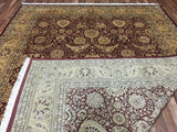 Pakistani Rug Hand Knotted Oriental Rug Large Very Fine SIlk Tabriz Oriental Rug 9'2 x 12'3