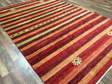 Pakistani Rug Hand Knotted Oriental Rug Master Gabbeh Oriental Rug with Silk 6'1x9'4