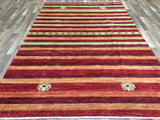 Pakistani Rug Hand Knotted Oriental Rug Master Gabbeh Oriental Rug with Silk 6'1x9'4