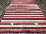 Pakistani Rug Hand Knotted Oriental Rug Master Gabbeh Oriental Rug with Silk 6'1x9'4