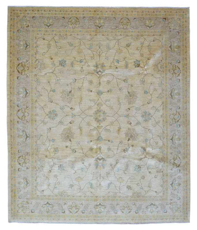 Pakistani Rug Hand Knotted Oriental Rug Semi-Antique Fine Venetian Peshawar Rug 8'4x9'10