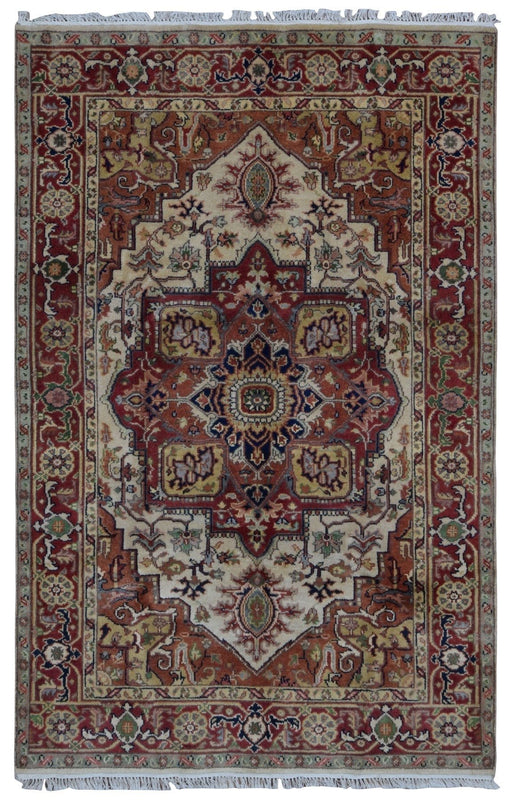 Pakistani Rug Hand Knotted Oriental Rug Semi-Antique Pakistan Serapi Oriental Area Rug 5'9 x 9'