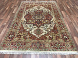 Pakistani Rug Hand Knotted Oriental Rug Semi-Antique Pakistan Serapi Oriental Area Rug 5'9 x 9'