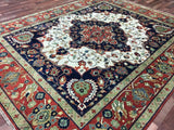 Pakistani Rug Hand Knotted Oriental Rug Semi-Antique Serapi Oriental Area Rug 8' x 9'10
