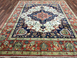 Pakistani Rug Hand Knotted Oriental Rug Semi-Antique Serapi Oriental Area Rug 8' x 9'10