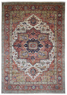 Pakistani Rug Hand Knotted Oriental Rug Semi-Antique Very Fine Pakistan Serapi Rug 9'9 x 14'