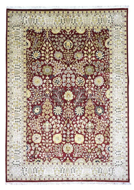 Pakistani Rug Hand Knotted Oriental Rug Very Fine Large Oriental Silk Tabriz Rug 10' x 14'